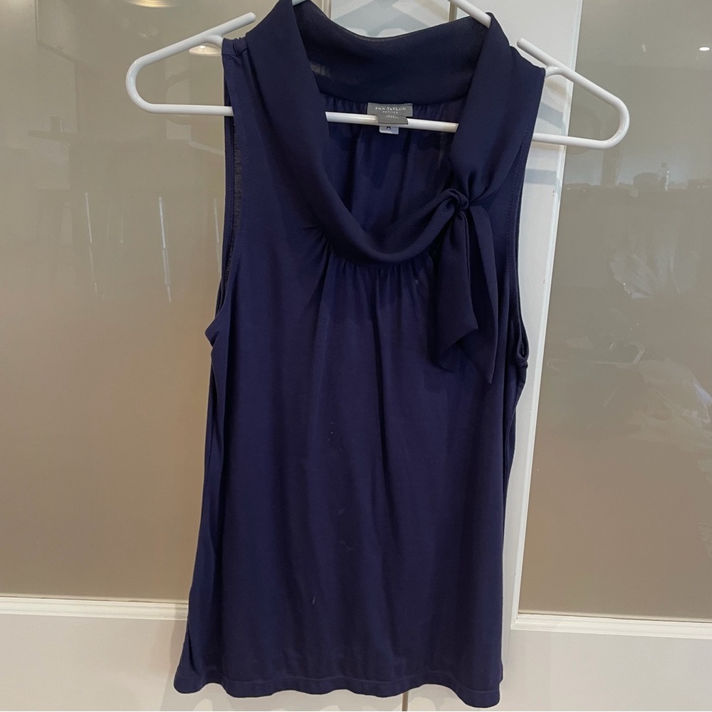 Ann Taylor Navy Sleeveless Tie-Detail Camisole